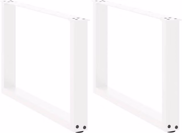 Berkfield Home U-Shaped Steel Coffee Table Legs, 2 Pieces, White, H: 60 cm, W: 42-43 cm