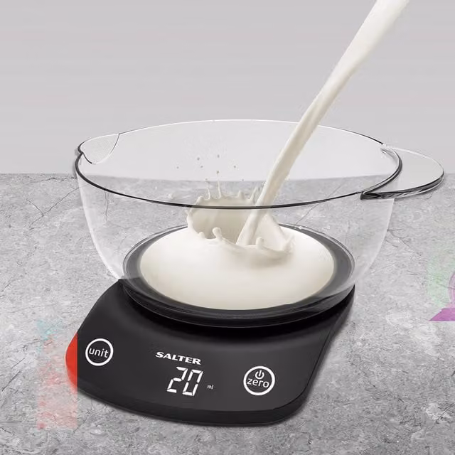 Salter Vega Digital Kitchen Scales with 1.8L Glass Bowl, Black