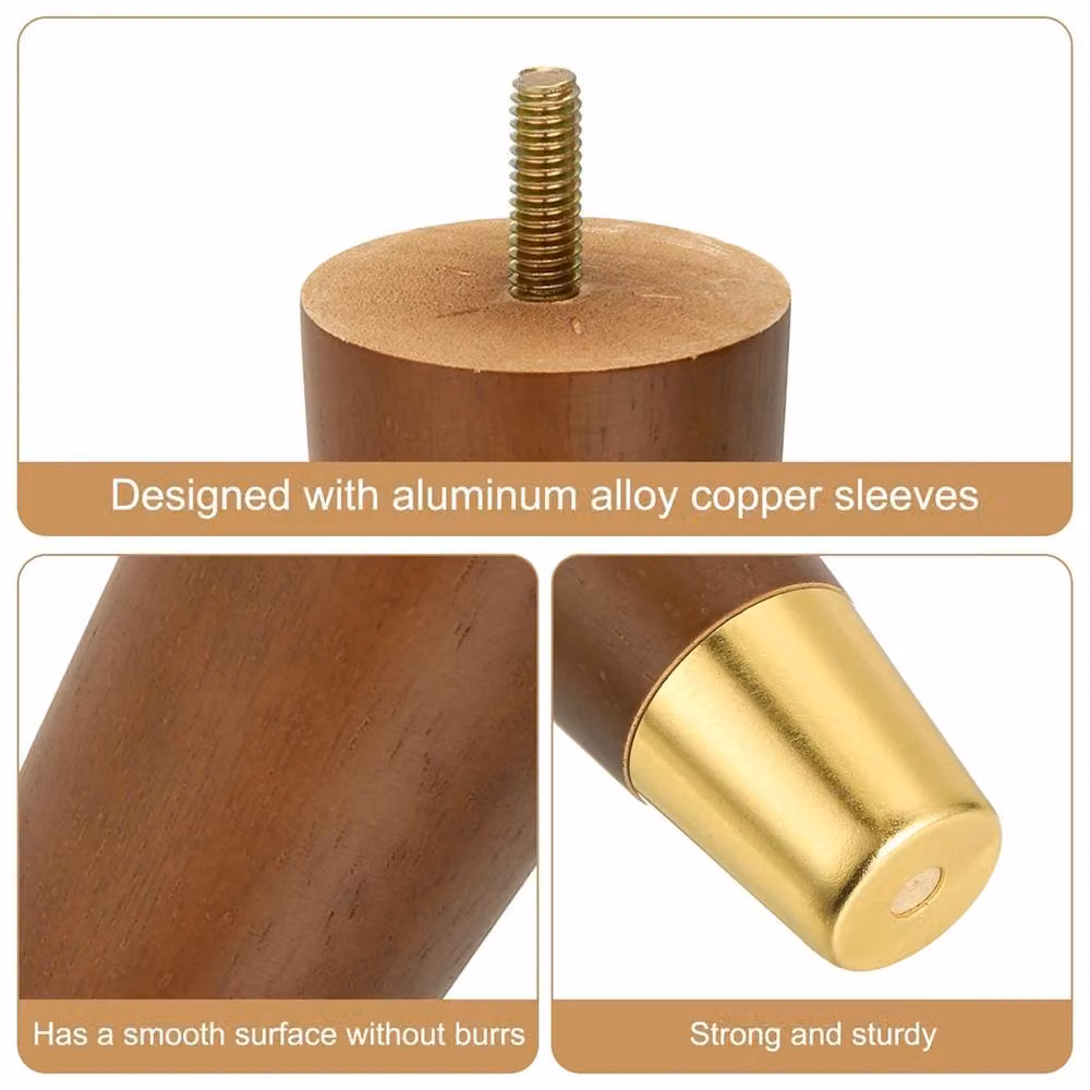 Nordara 4-Piece Brown Wood and Aluminium Round Furniture Legs, Height: 15 cm – 3