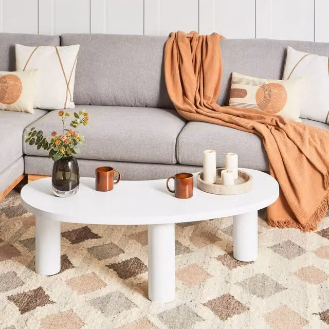 Wyld Haus White Retro Triangle Coffee Table W: 112 cm, D: 46 cm, H: 38 cm