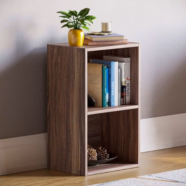 Vida Designs Oxford Cube 2 Tier Bookcase in Walnut Brown