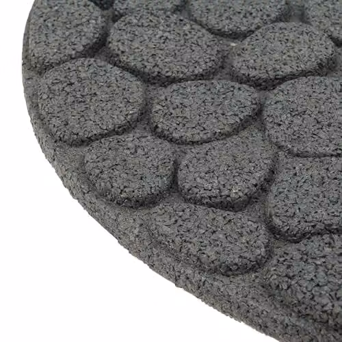Nicoman Set of 2 Grey Recycled Rubber River Rock Garden Stepping Stones, Dia. 46 cm – 3