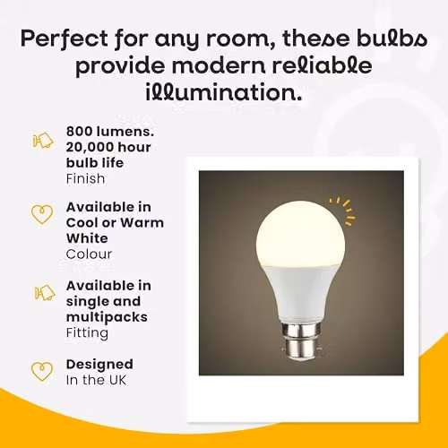 ValueLights Pack of 2 10W B22 Cool White LED Bulbs – 4