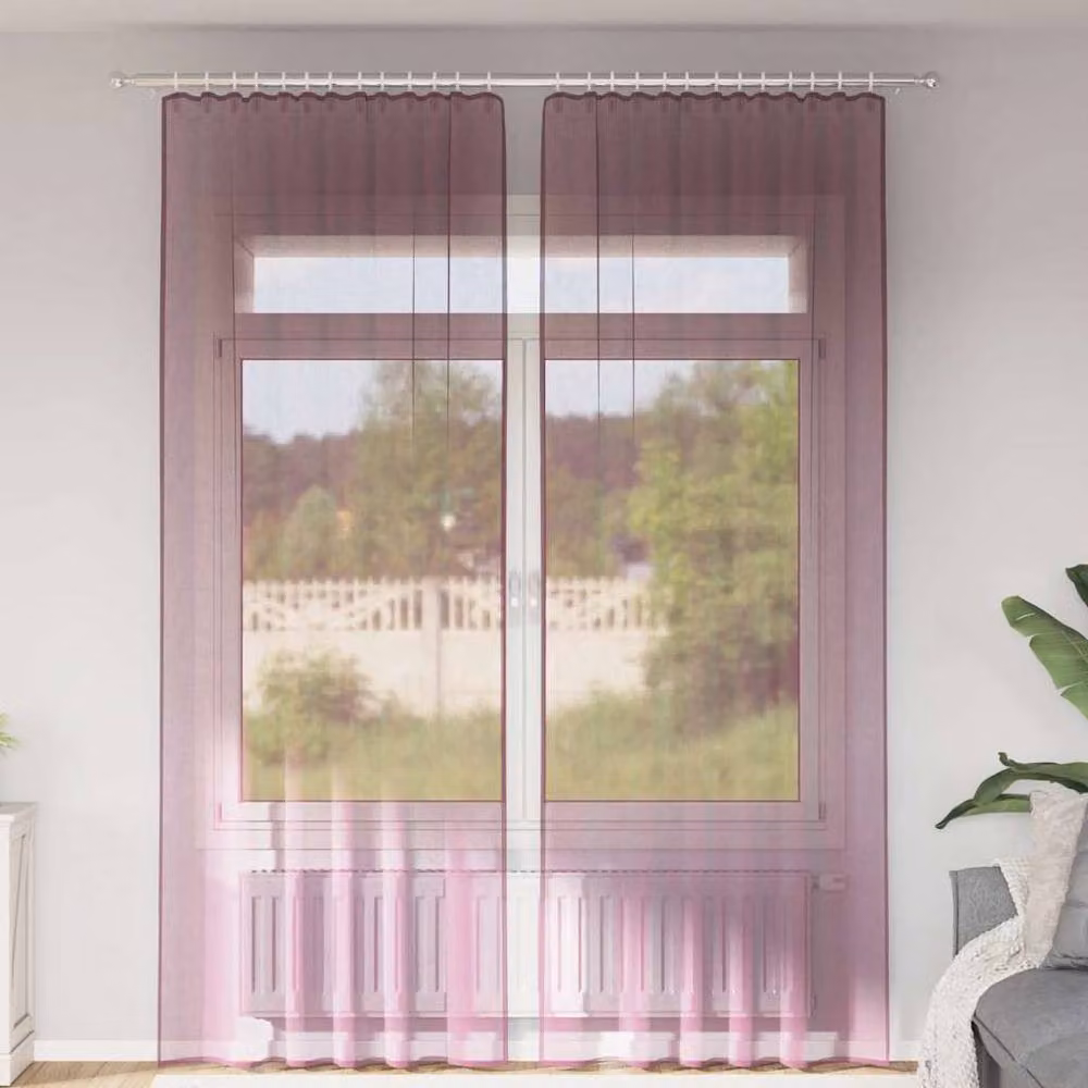 Berkfield Home Purple Voile Fabric Curtains with Rod Pockets, 2 Pack – 2
