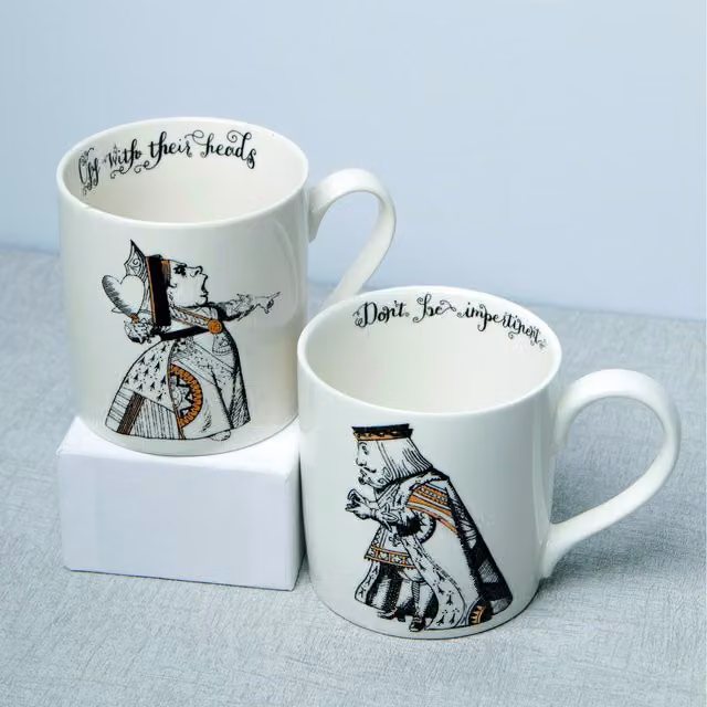 VampA Ceramic Mug Set for Adults in White, Black and Gold