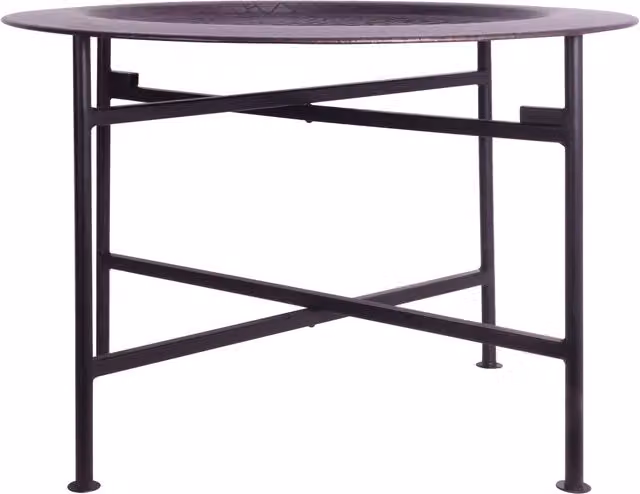 Orsina Contemporary Round Metal Side Table in Copper, Black and Gold with Animal Print Detail, W/D/H: 50 x 50 x 35 cm