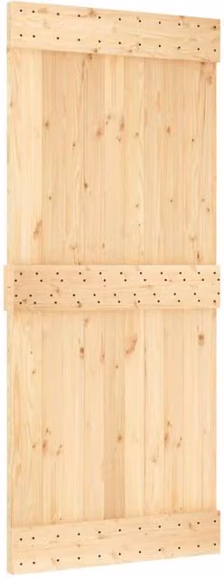 Berkfield Home Rustic Solid Wood Pine Sliding Door with Hardware Set in Beige and Black, W: 90 cm, H: 210 cm
