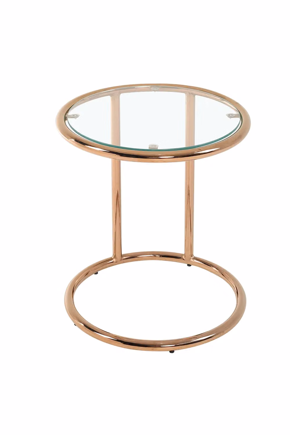 Living and Home Round Clear Tempered Glass Side Table with Gold Metal Sled Base – 2