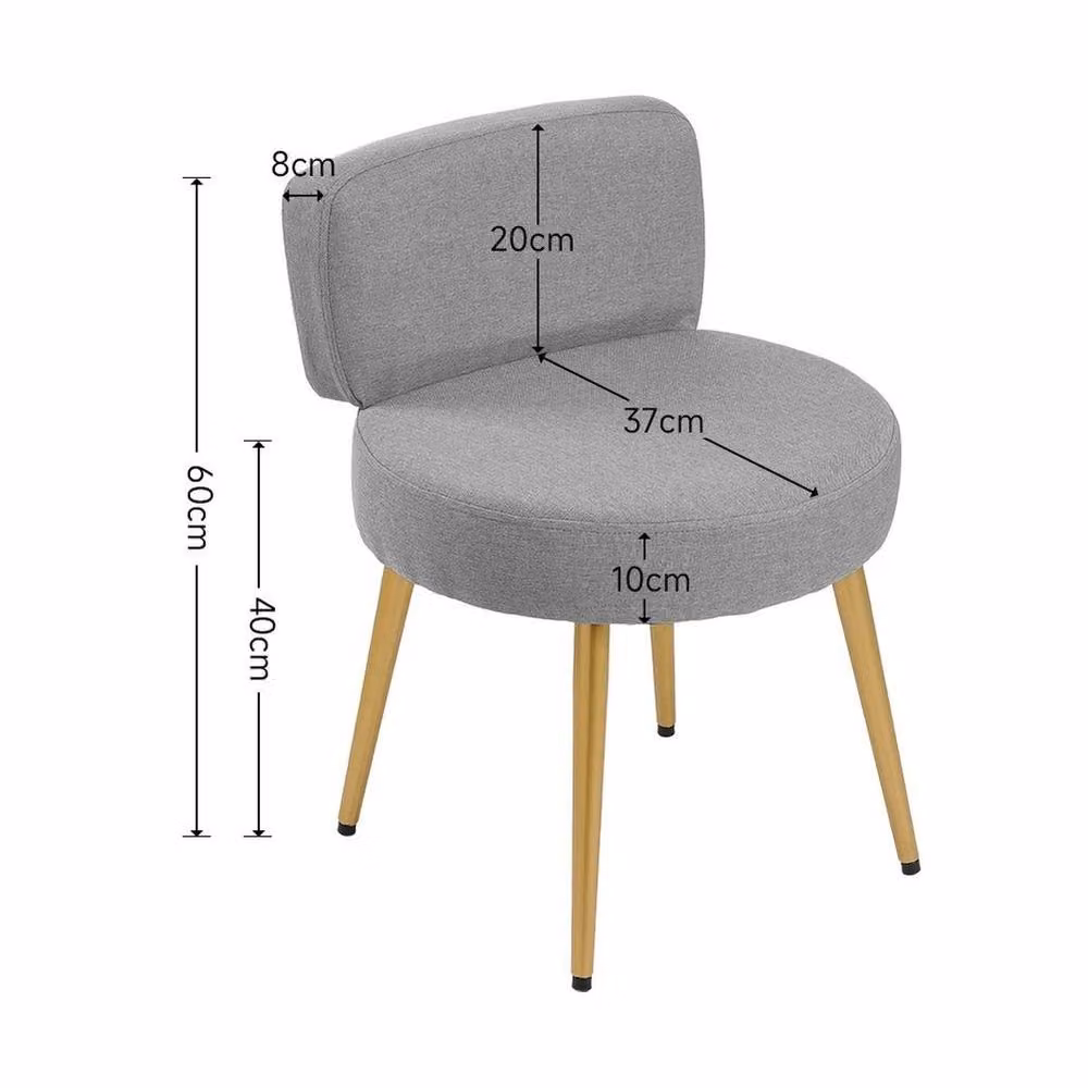 Kelvenix Grey Fabric Dressing Table Stool Pouffe with Metal Frame – 2