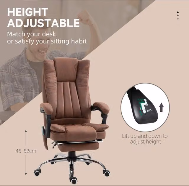 Vinsetto 6 Point Massage Executive Office Chair in Dark Brown with Headrest and Armrests