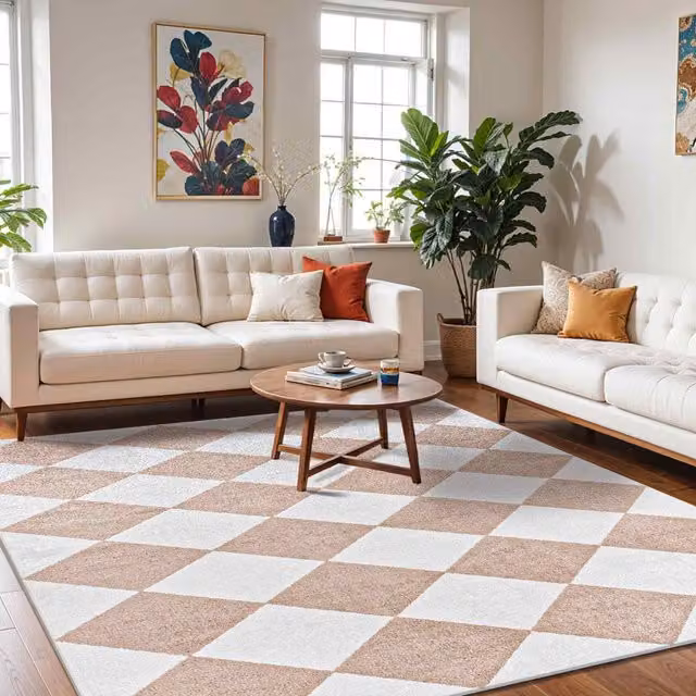 Livabliss Lilian Washable Geometric Diamond Pattern Living Room Rug in Light Brown, W: 200 cm, D: 275 cm – 1