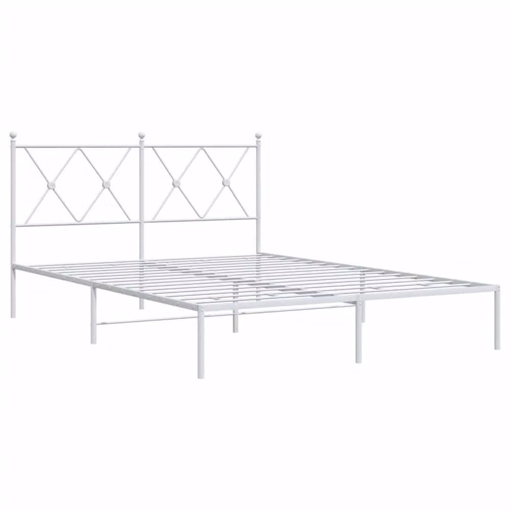 Berkfield Home Metal Bed Frame with Headboard, White, W/D/H: 140 x 190 cm – 3