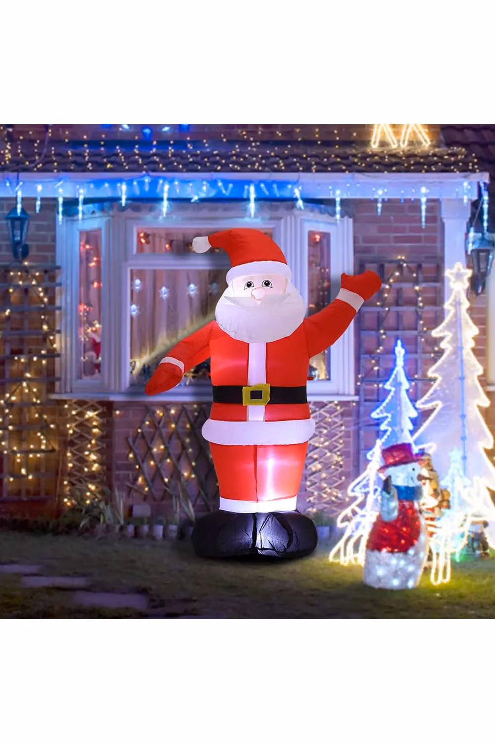 Living and Home Red Inflatable Santa Claus Christmas Outdoor Decoration with Fan and LED, Height: 180 cm – 3