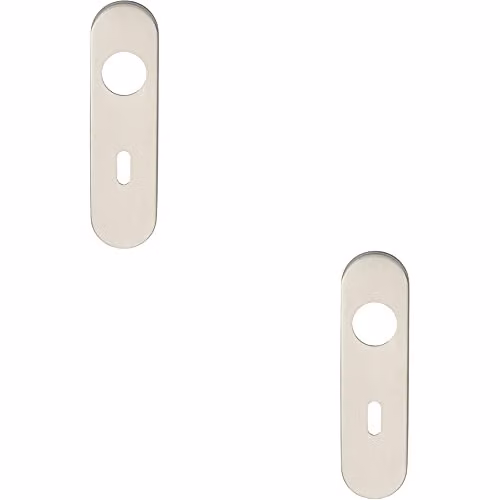 Loops Radius Standard Lock Handle Key Plates, 2 Pack, Silver Stainless Steel Look, W: 170 mm, H: 45 mm, D: 8 mm