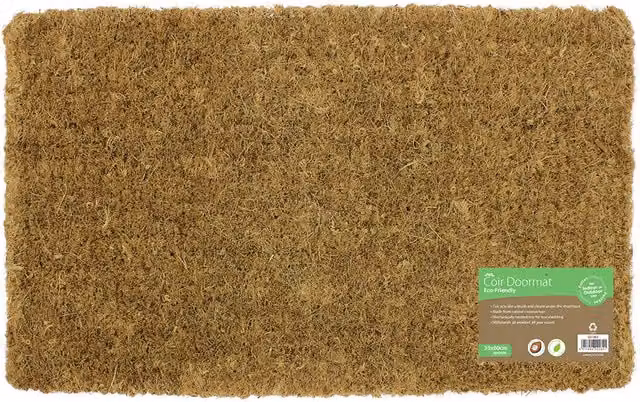 JVL Ryburn Plain Natural Coir Doormat, Beige/Brown, W: 60 cm, D: 35 cm