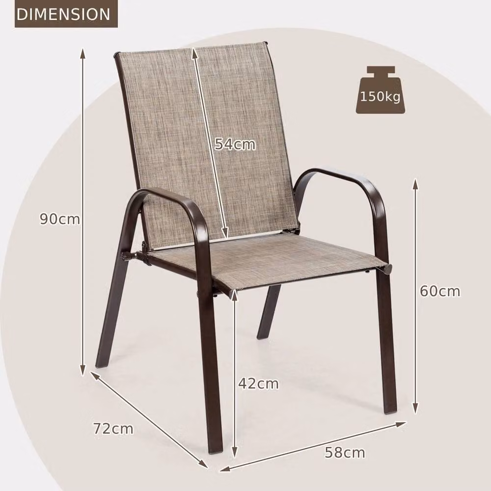 VOGREX Grey 2 Pack Modern Metal Curved Arm Patio Bistro Chairs – 2