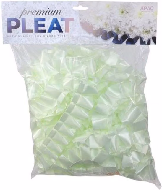 KDMD Premium Mint Green Pleat Ribbon, Width: 5 cm, Length: 30 m
