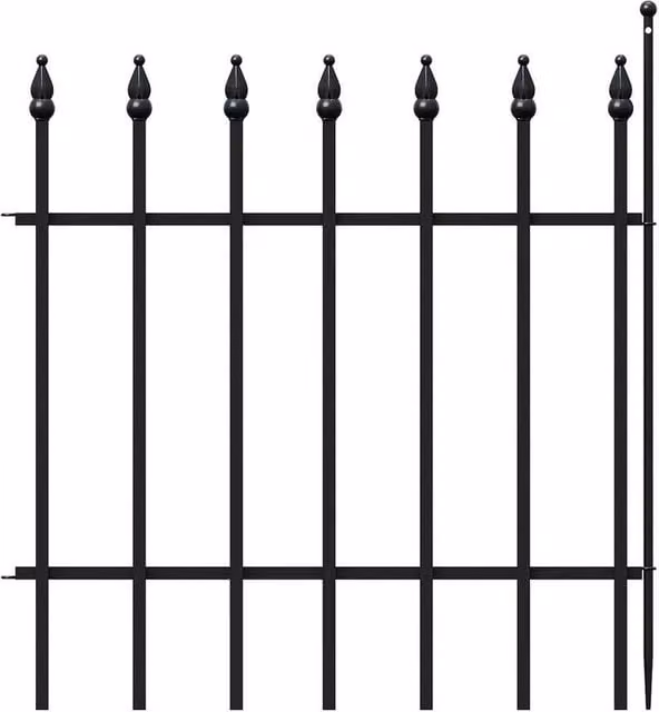KORVIXA Black Powder-Coated Metal Decorative Garden Fencing Panel – 1
