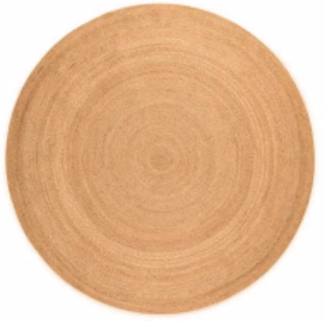 THE RUGS Rangpur Jute Braided Round Handwoven Flatweave Rug in Gold and Beige, Diameter: 200 cm – 1