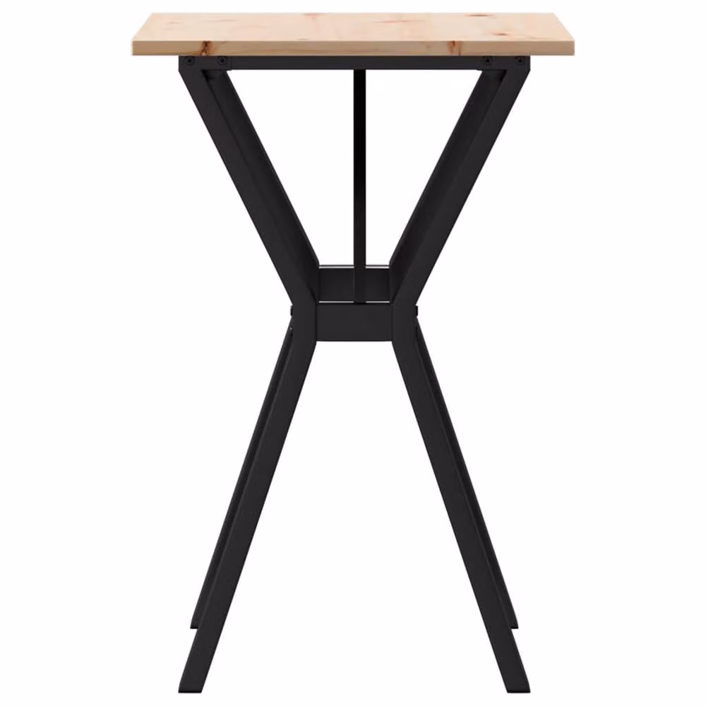 Berkfield Home Y-Frame Square Dining Table in Brown Solid Pine and Metal, W/D/H: 50 x 50 x 75 cm – 4