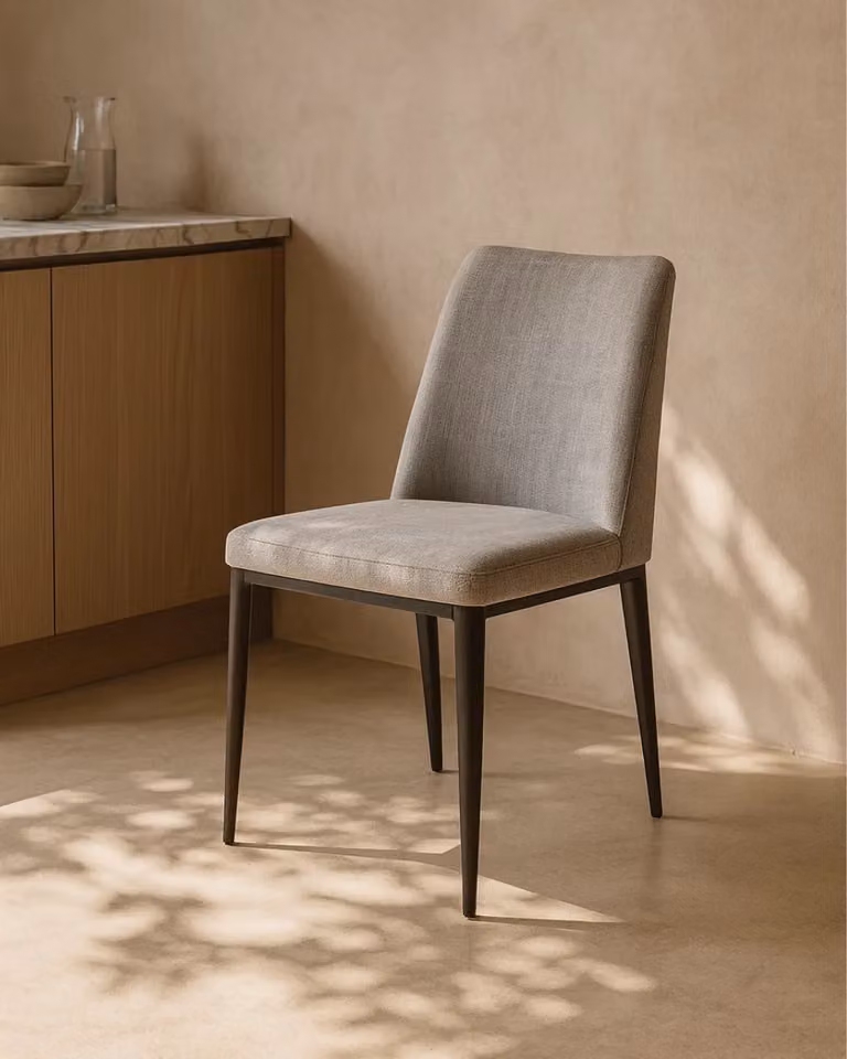 Tommy Franks Modern Grey Fabric and Metal Dining Chair
