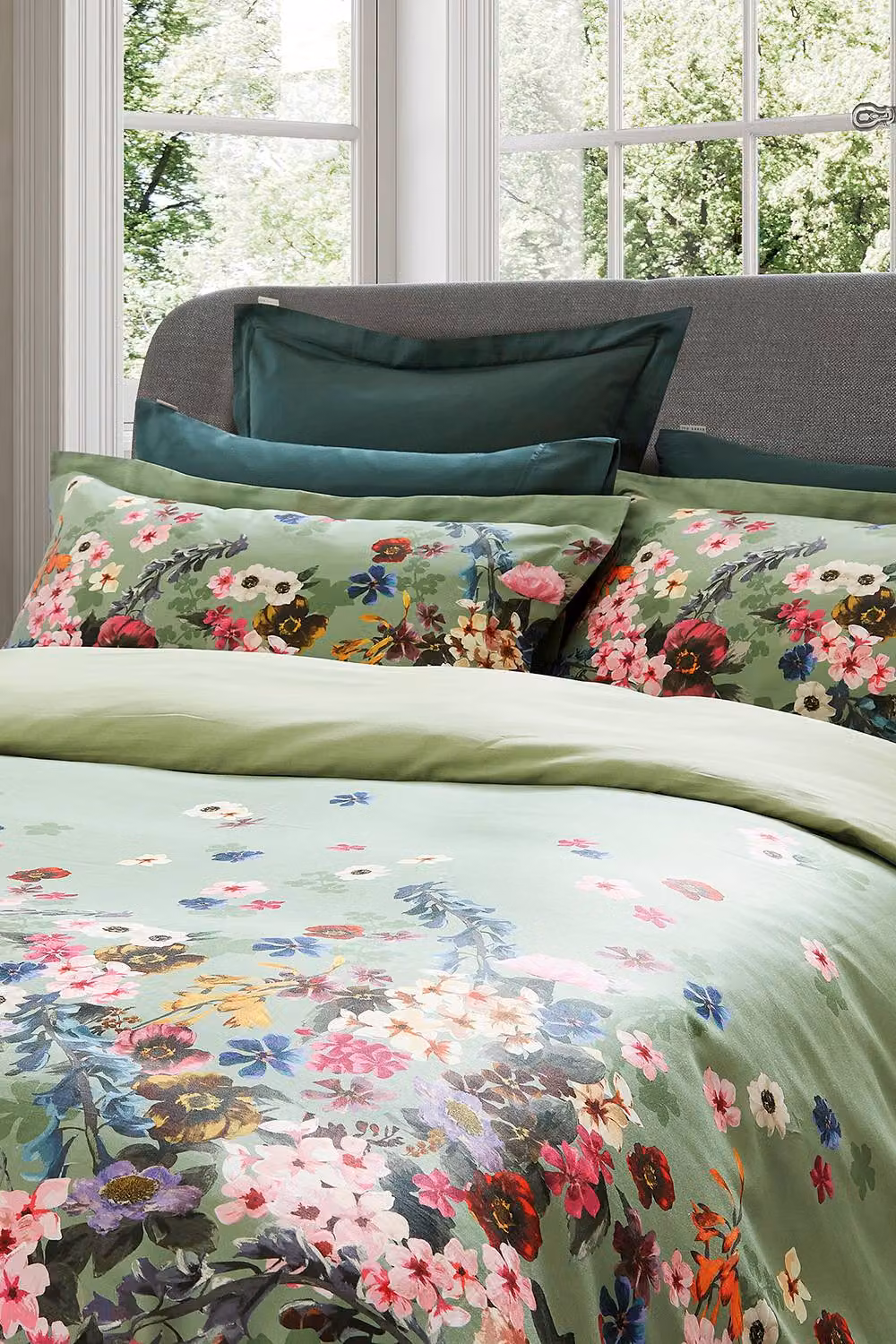 Ted Baker Green Floral Mako Satin Cotton Duvet Cover and Pillowcase Set, W/D/H: 200 x 220 cm and 140 x 200 cm – 2