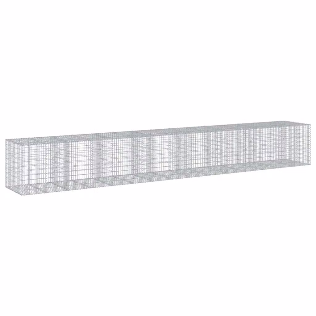 Berkfield Home Silver Galvanised Steel Gabion Basket with Cover, W/D/H: 750 x 100 x 100 cm – 2