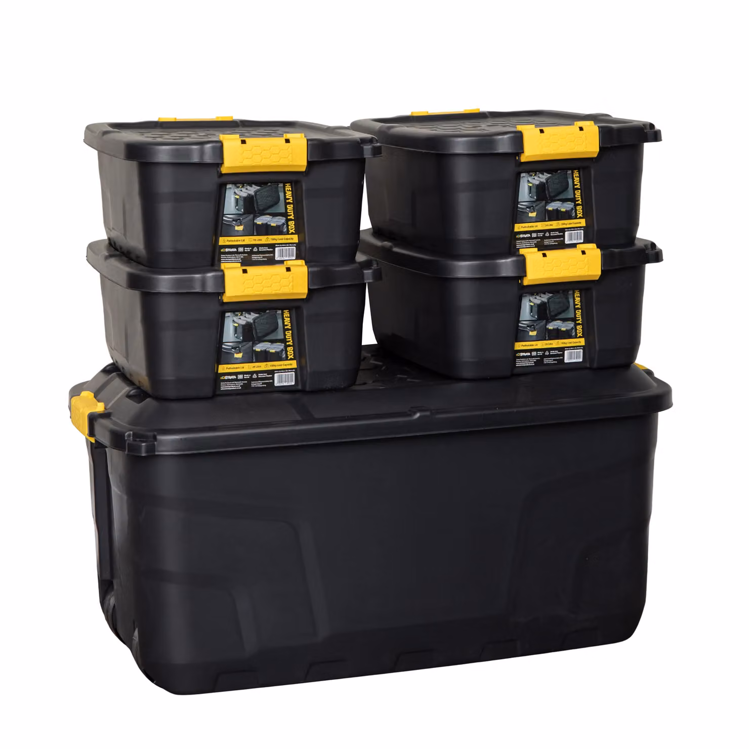 Samuel Alexander Heavy Duty Lockable and Stackable Storage Chest Set with Wheels and Clips, Black – 5