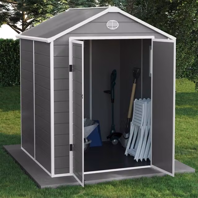 BillyOh Kingston Apex Plastic Gable Shed with Floor, Grey