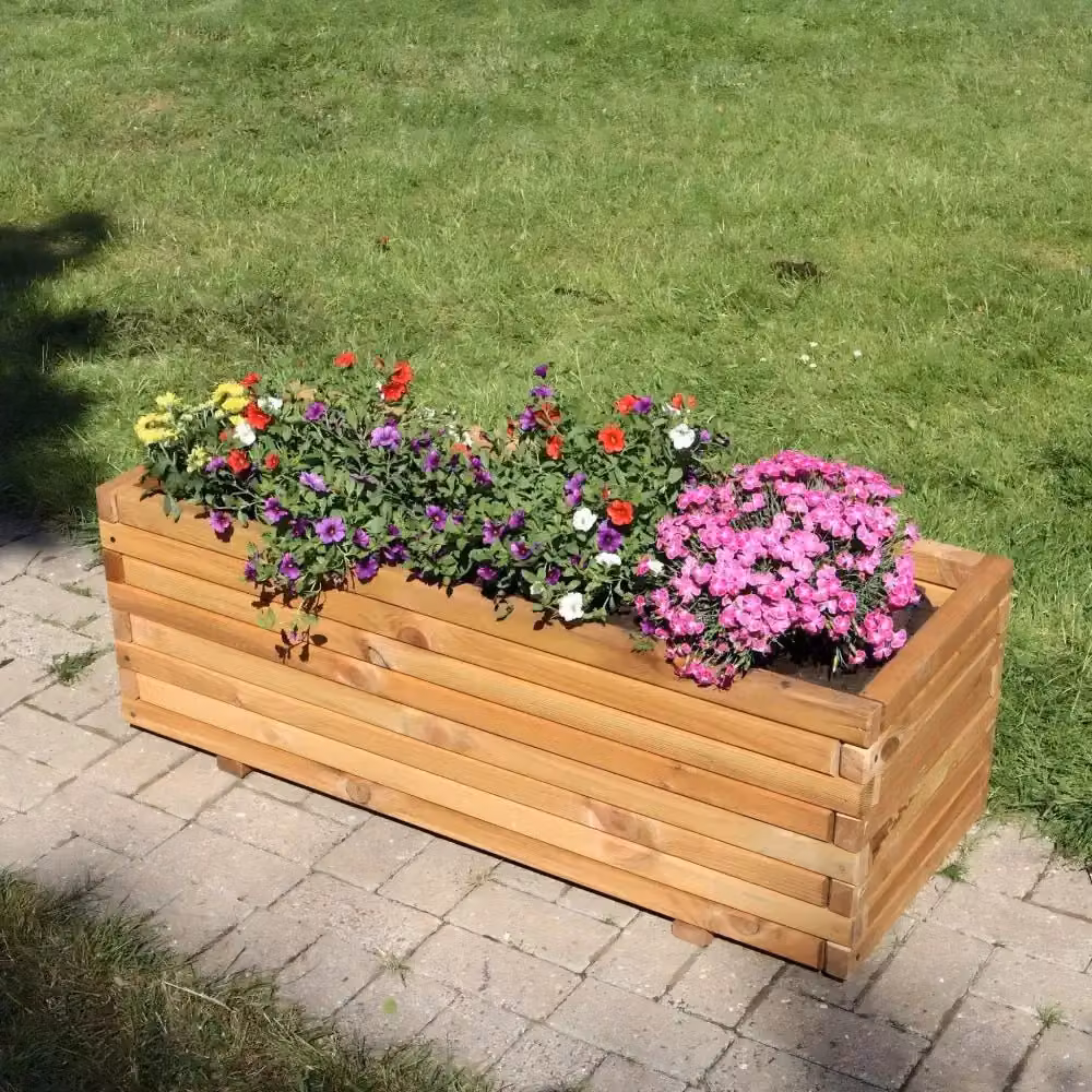 Access Garden Products Pine Raised Trough Planter in Brown, W: 120 cm, D: 40 cm, H: 40 cm – 2