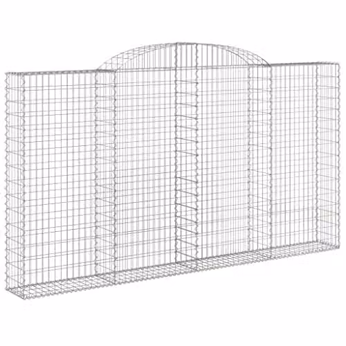 vidaXL Set of 4 Arched Gabion Baskets in Silver Galvanised Steel, W: 300 cm, D: 30 cm, H: 160/180 cm