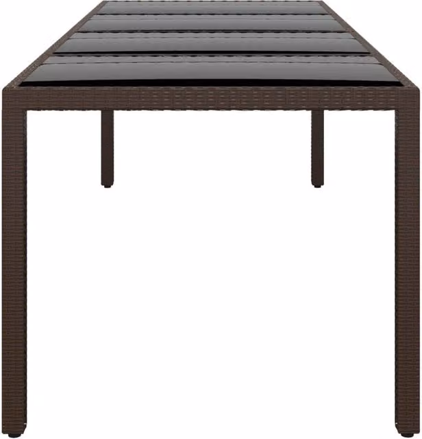 Berkfield Home Rectangular Garden Table with Glass Top in Brown Poly Rattan and Steel, W/D/H: 250 x 100 x 75 cm – 1