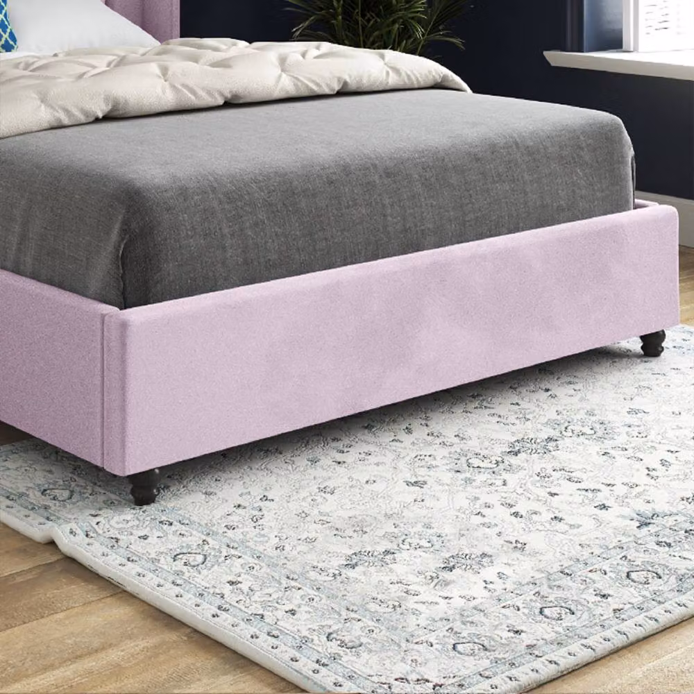 Casani Thwaite Straight Winged Designer Bed Frame in Pink Soft Velvet, Super King, 200 x 200 cm – 4