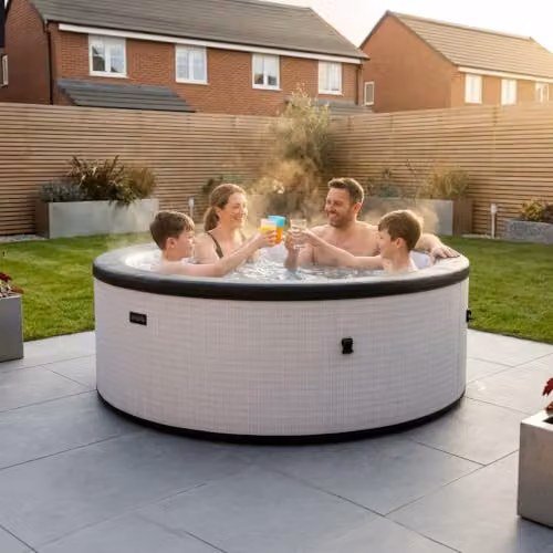 Summer Waves Wave Tahoe 4 Person Eco Foam Hot Tub in Graphite Grey with Integrated Heater and WiFi App Control – 1