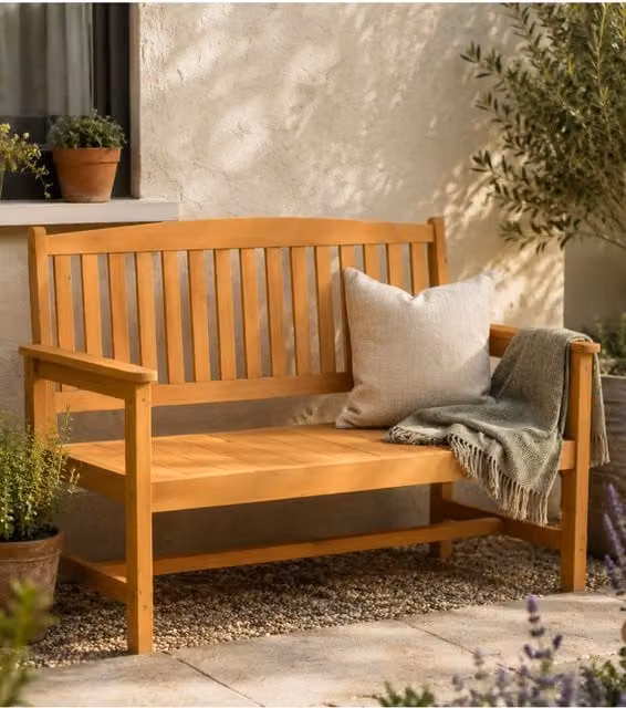 Groundlevel 2 Seater Wooden Garden Bench in Natural