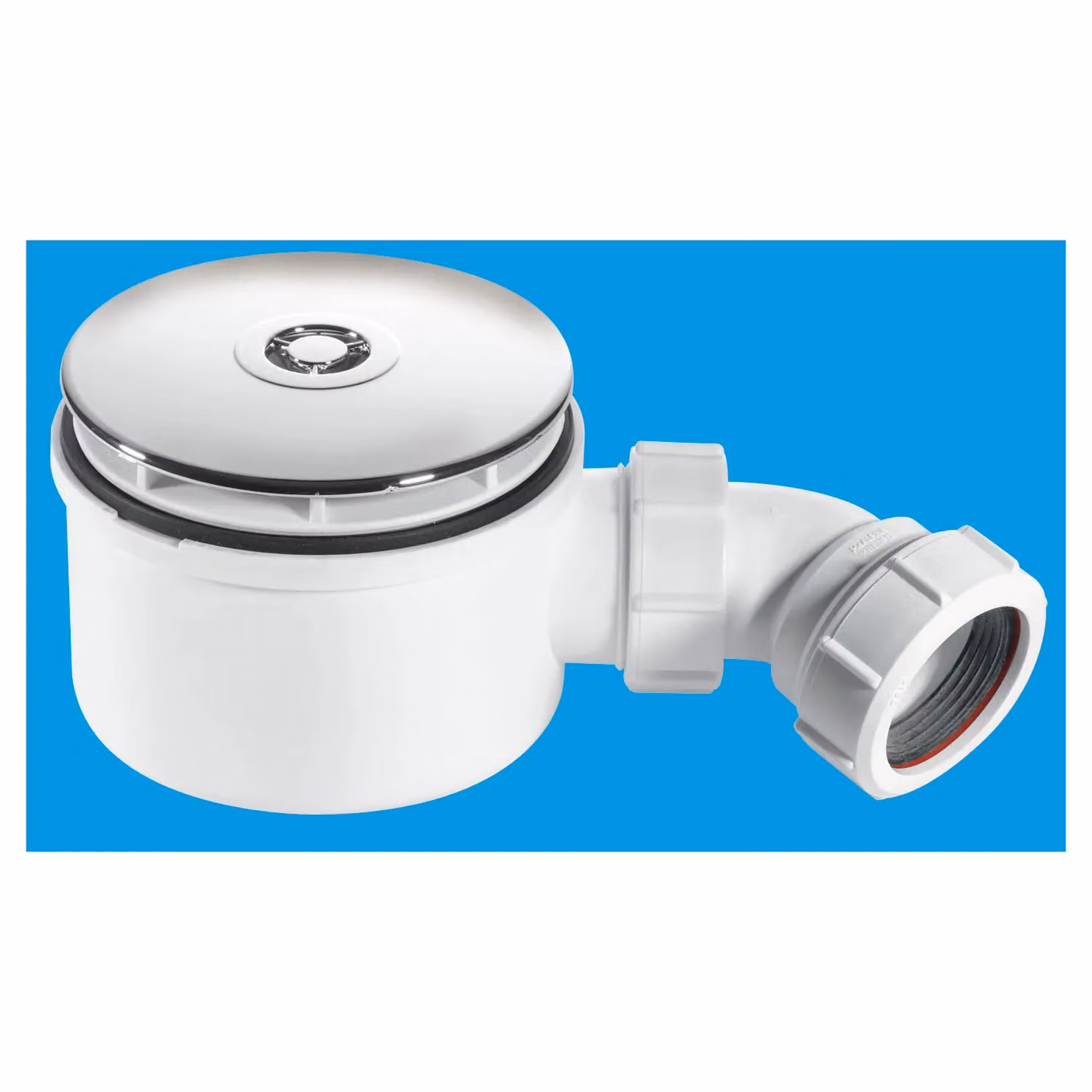 McAlpine ST90CB10-70 90mm Round Shallow Shower Trap in White and Silver – 2