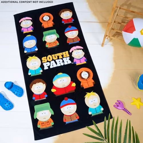 United Essentials South Park Graphic Beach Towel, Multicolour and Black, 100% Cotton, W/H: 140 x 70 cm – 5
