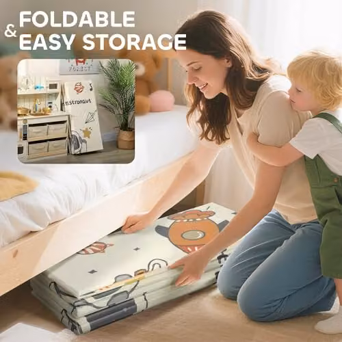 AIYAPLAY Reversible Foldable Baby Play Mat with Astronaut and Planet Theme, Multicolour, W/D/H: 196 x 176 x 1.5 cm – 2