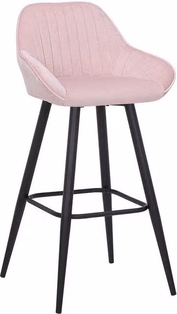 netfurniture Vulune Bar Stool with Matt Velvet Seat in Pink