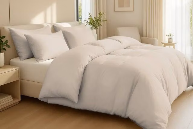 Pamposh Premium Egyptian Cotton Reversible Duvet Cover and Pillowcase Set in Taupe, Double (140 x 200 cm) – 1