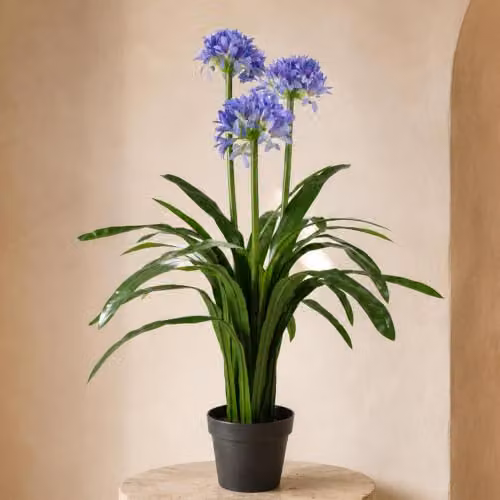 Leaf Design UK Blue Agapanthus Artificial Blossom Tree in Pot, Height: 90 cm – 2
