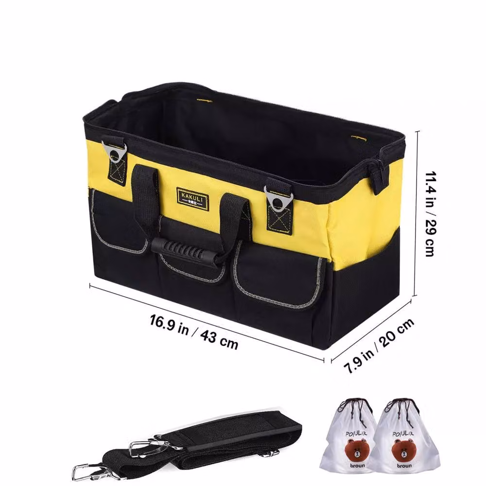 Ventryn Heavy Duty Multifunctional Storage Tool Bag with Hard Base, Yellow – 2