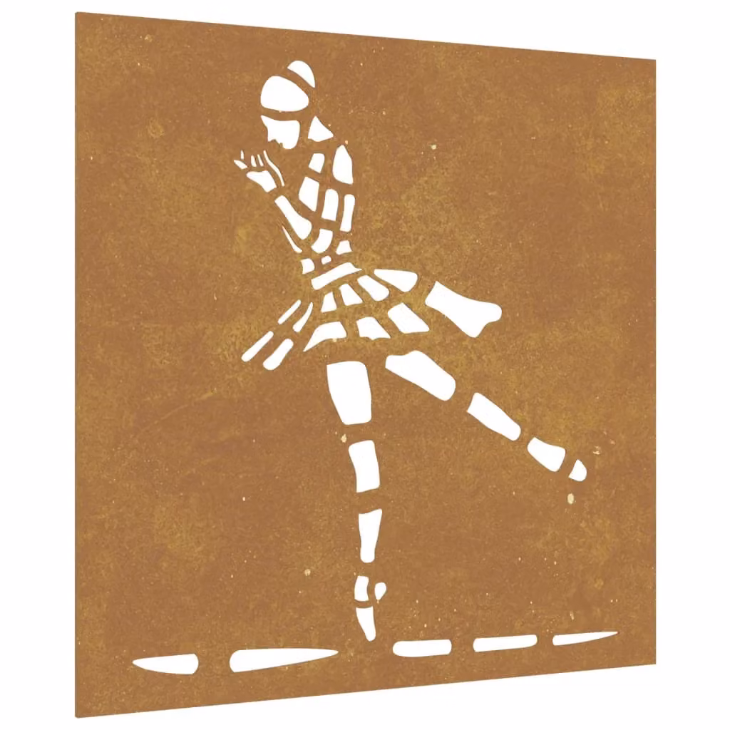 Berkfield Home Garden Ballet Dancer Corten Steel Wall Decoration, Brown, W/H: 55 x 55 cm – 2