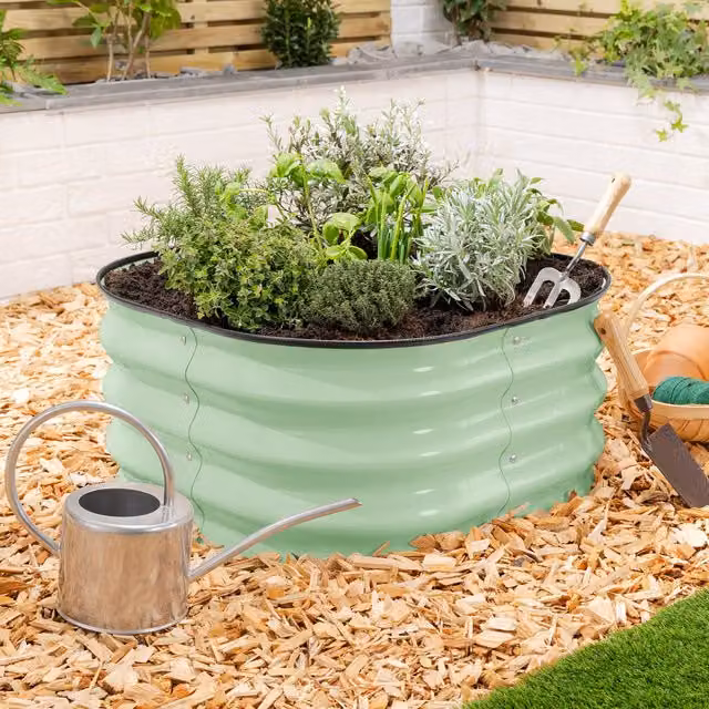 Christow Square Raised Garden Bed in Green, Made of Galvanised Steel