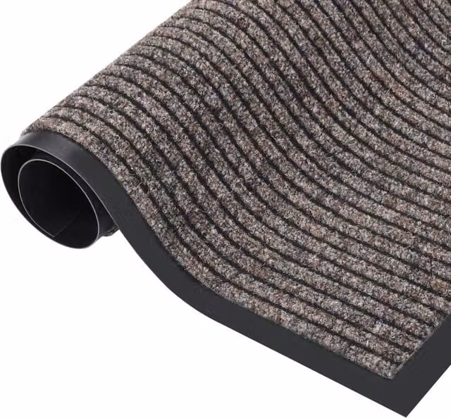 Berkfield Home Striped Beige and Black Non-Slip Doormat, W: 80 cm, D: 120 cm – 1