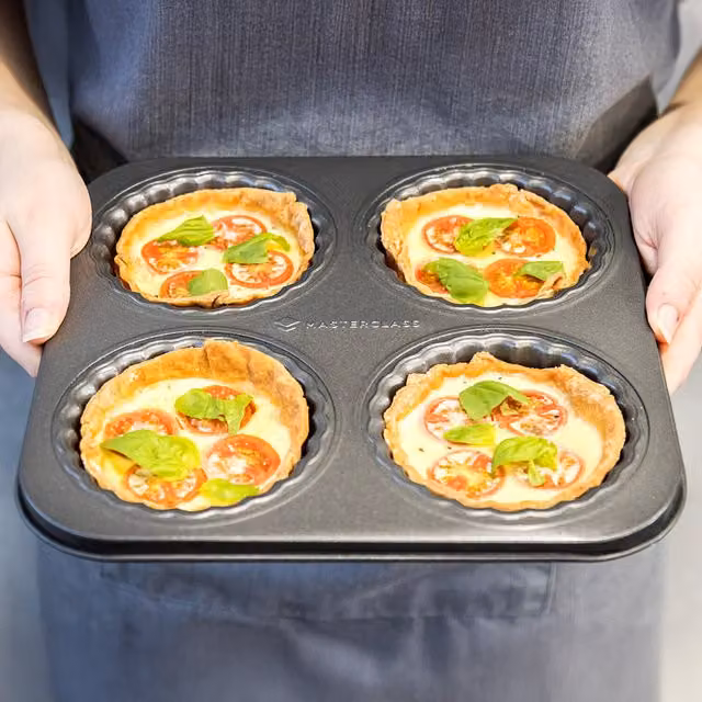 MasterClass Non-Stick Loose Base Fluted Tart Tin, 26cm, Black