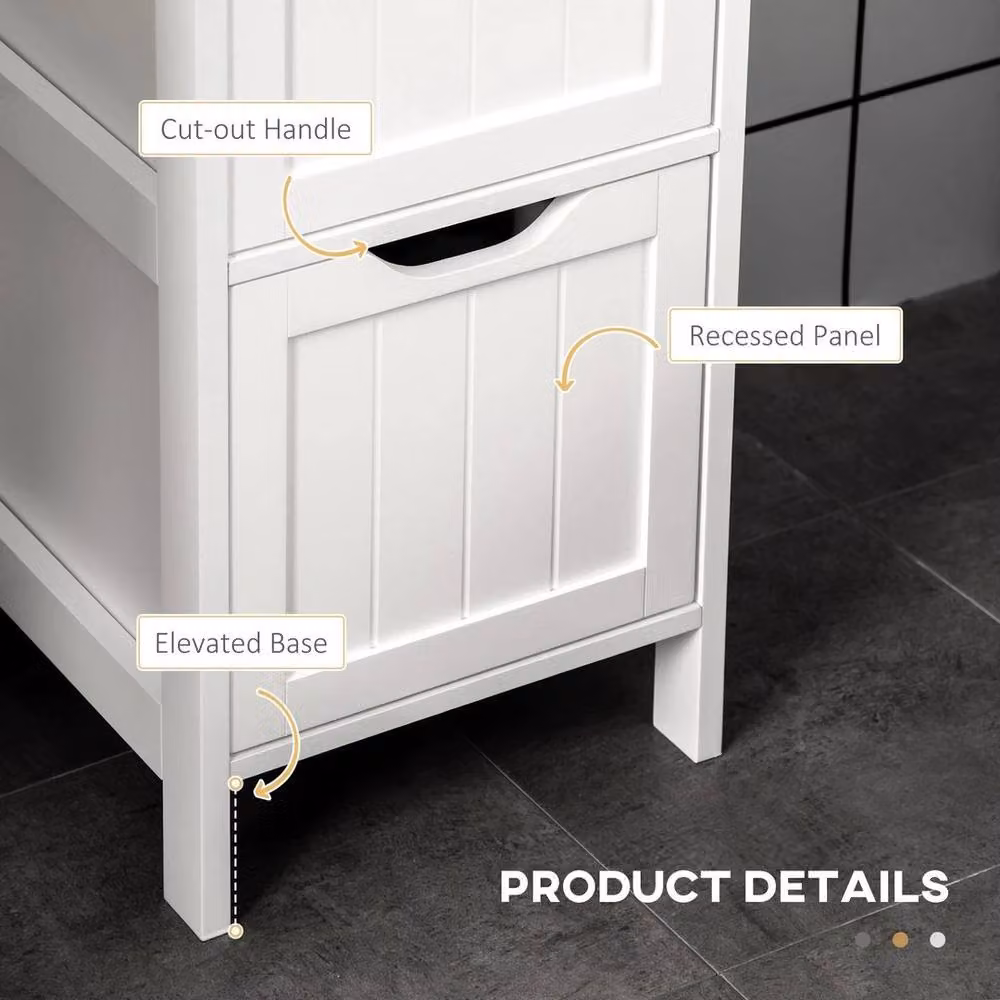 KORVIXA Tall White Matt Bathroom Cabinet with 3 Drawers, H: 141.6 cm, W: 30.0 cm – 2