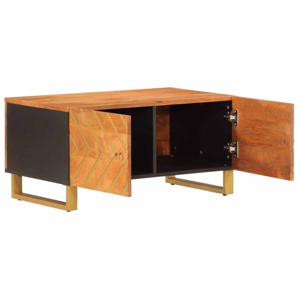 Berkfield Home Industrial Mango Wood Coffee Table in Brown and Black, W: 80 cm, D: 50 cm, H: 40 cm – 3