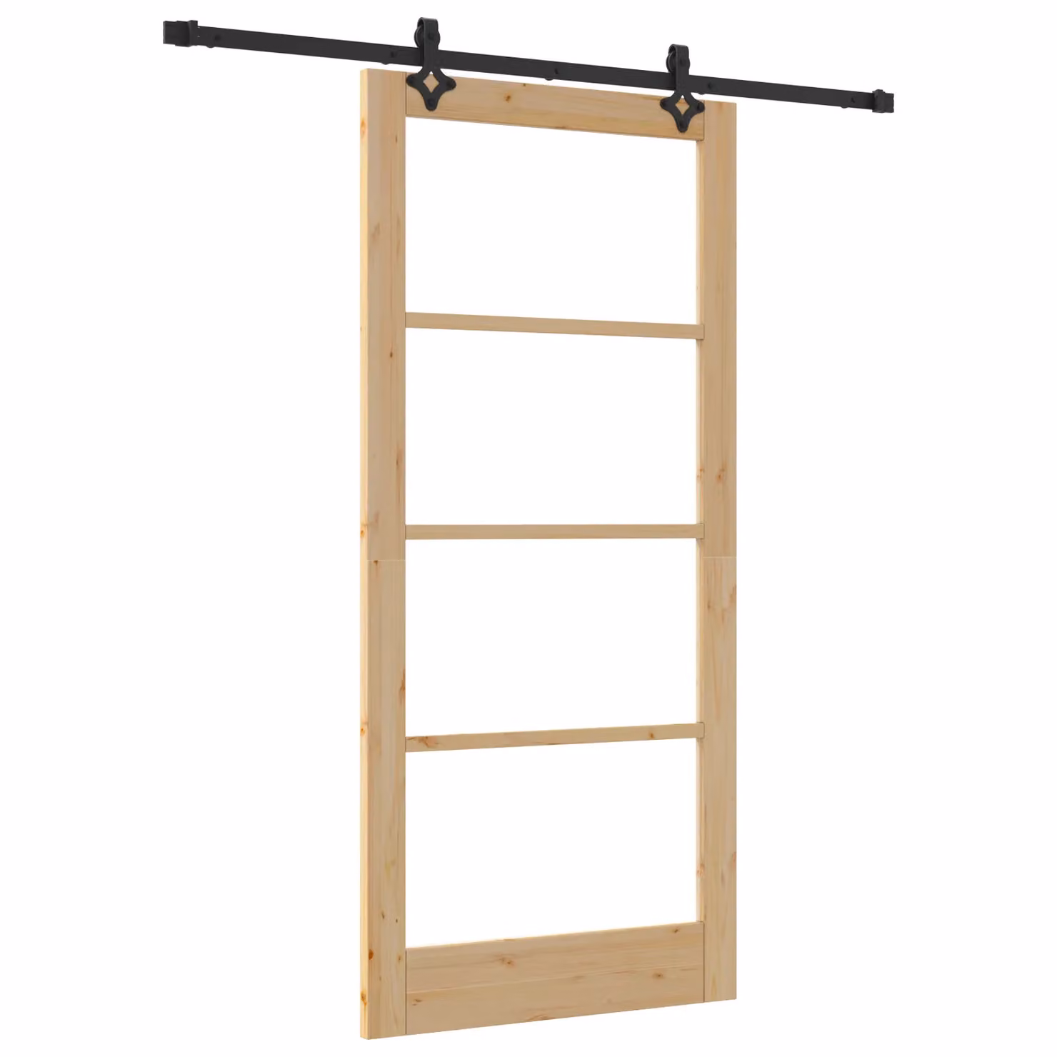 Berkfield Home Orkdal Rustic Sliding Door with Hardware Set in Beige, Solid Wood and Glass – 2