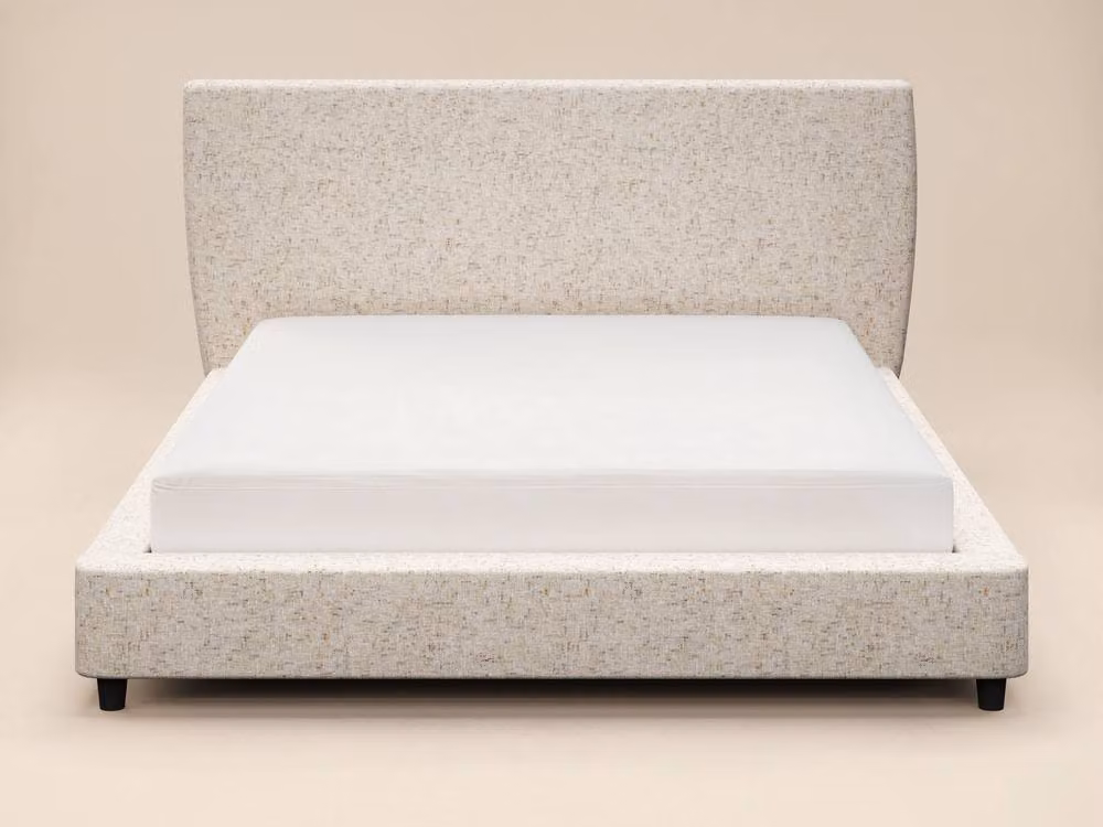 Solace+Co Luciana Modern Upholstered Platform Bed in Cream, W/D/H: 140 x 200 x 164 cm – 3